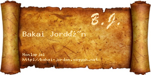 Bakai Jordán névjegykártya